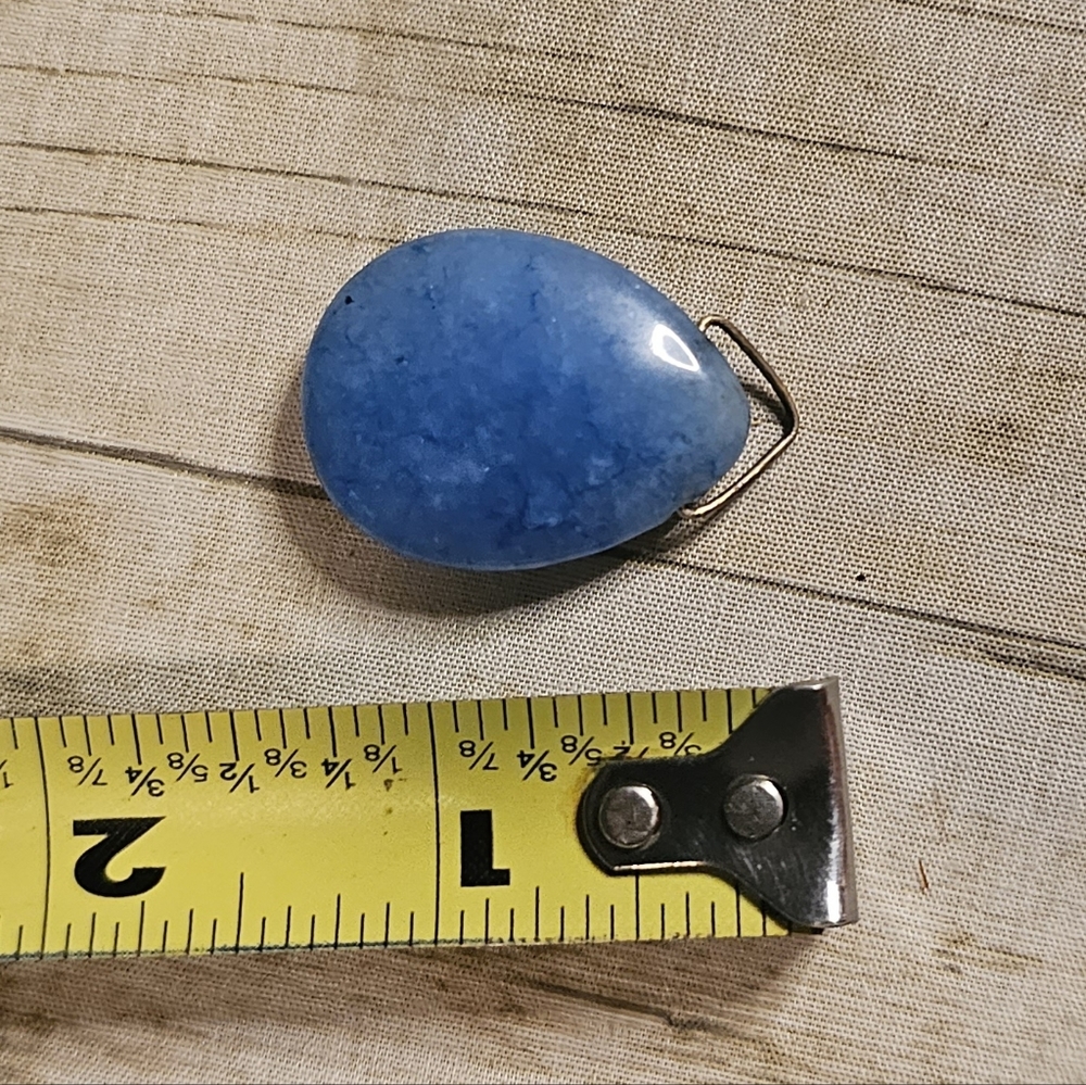 [Pendant Only] Smooth Blue Gemstone Necklace Pendant - Picture 3 of 4